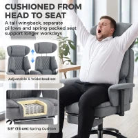 Heavy Duty Office Chair, Footrest, Lumbar Support, Grey