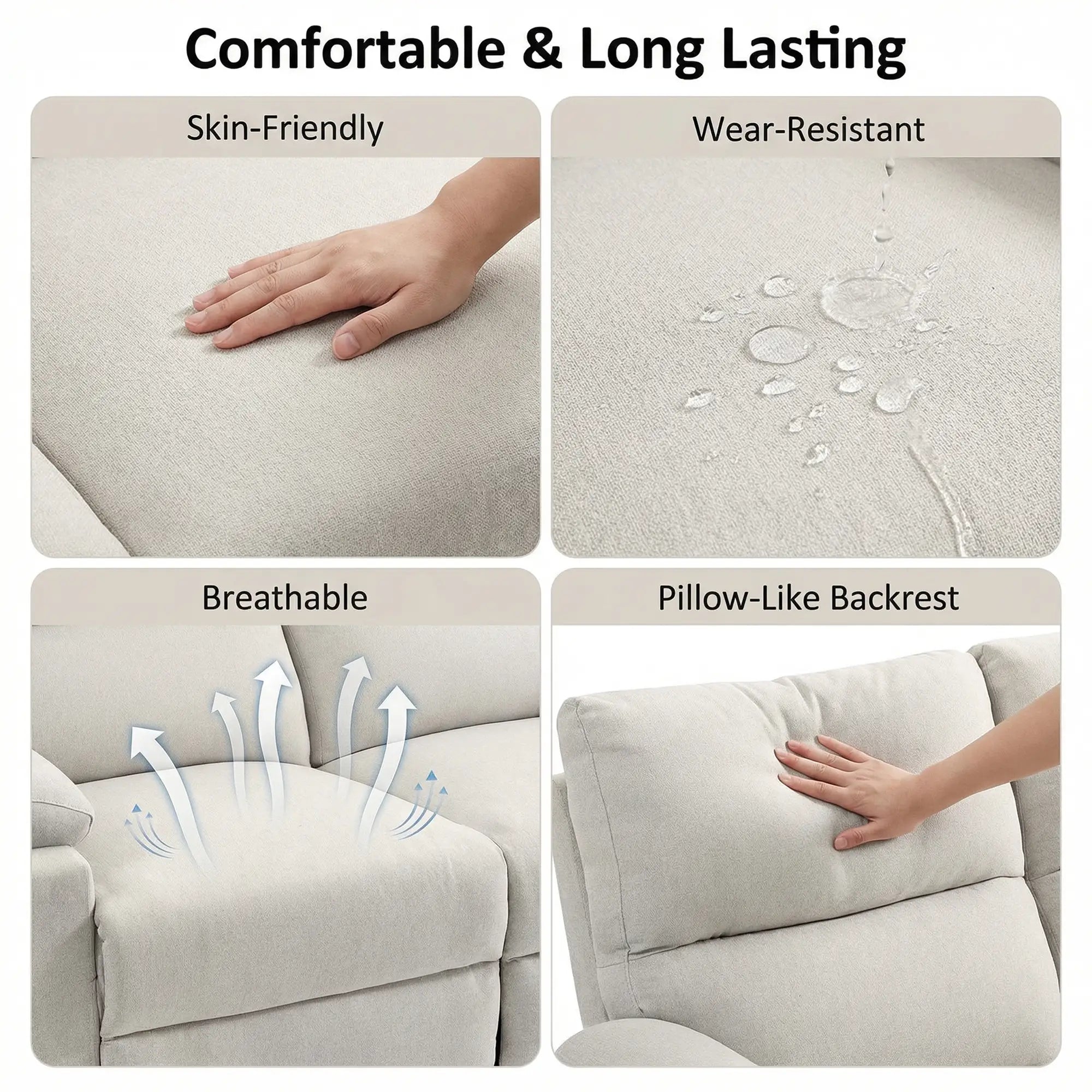 2 Seater Reclining Chair, Loveseat with Footrest, Cream White Sofas & Reclining Chairs at Gallery Canada