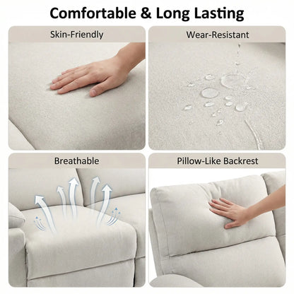 2 Seater Reclining Chair, Loveseat with Footrest, Cream White Sofas & Reclining Chairs at Gallery Canada