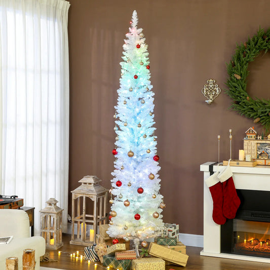 7.5ft Christmas Tree with Colorful DIY LEDs, Hinged Pencil, Remote, Timer, White, Colorful Pencil Christmas Trees White at Gallery Canada