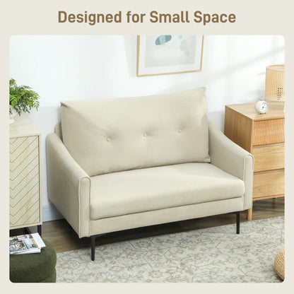 Small 2 Seater Sofa, High-Resilience Foam, Button Tufted, Cream White 2-Seater Sofas at Gallery Canada