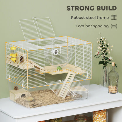 Hamster Cage with Deep Bottom, Wooden Ramp, Hut, Exercise Wheel, White Hamster Cages at Gallery Canada