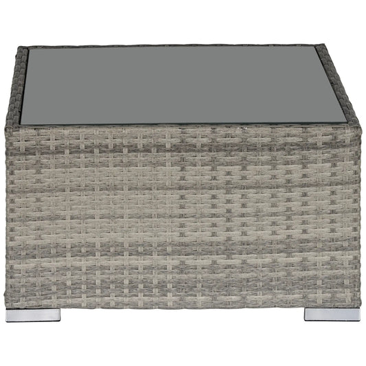 Rattan Garden Coffee Table, 25.6" Square, Tempered Glass Top, Grey Patio Side Tables Grey at Gallery Canada