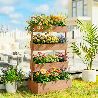 4-Tier Raised Garden Bed, 33.5" x 18" x 55" Vertical Wooden Planter Box Elevated Garden Beds at Gallery Canada