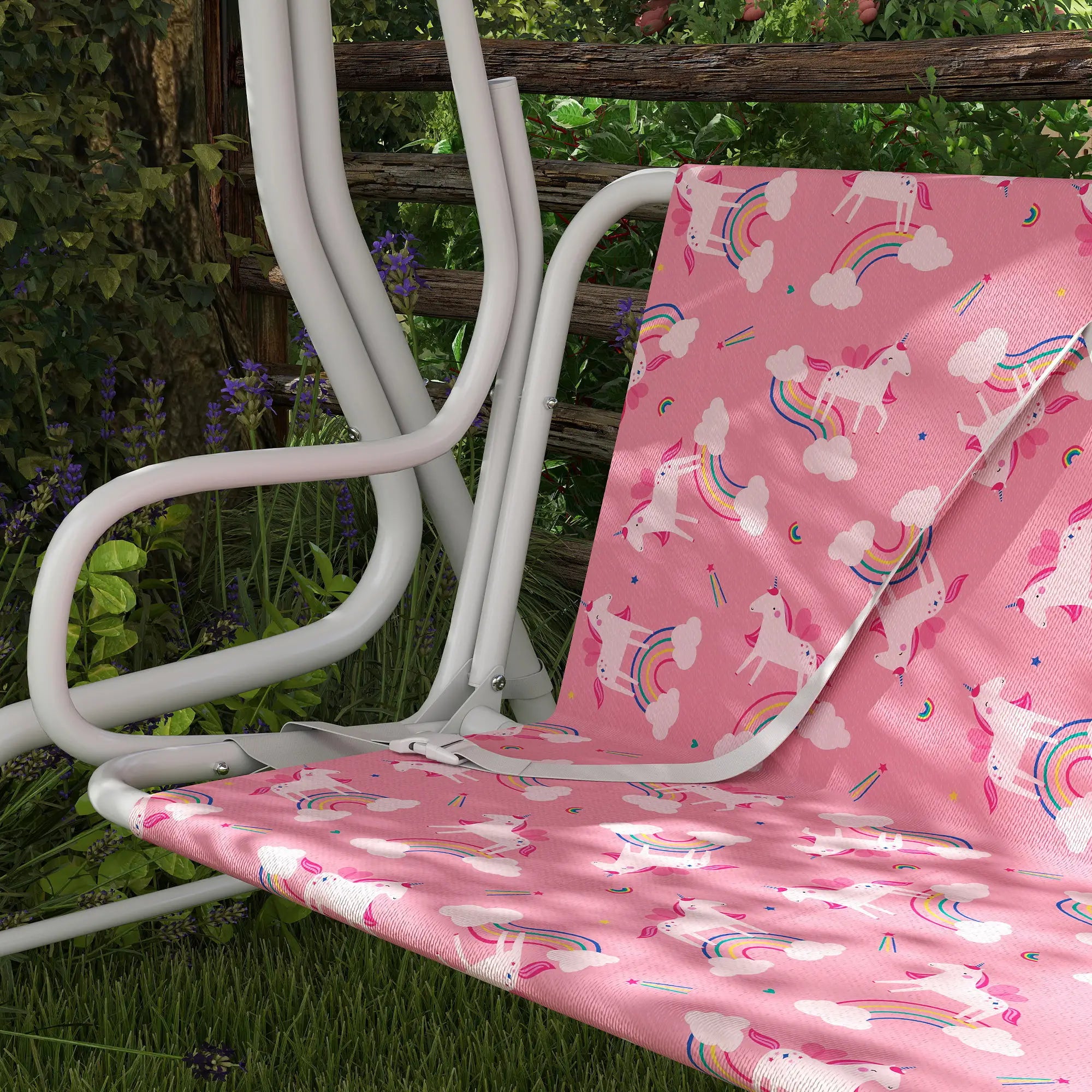 Kids Porch Swing, 2-Seater Bench With Safety Belts, Adjustable Canopy, Pink Gym Sets & Swings at Gallery Canada