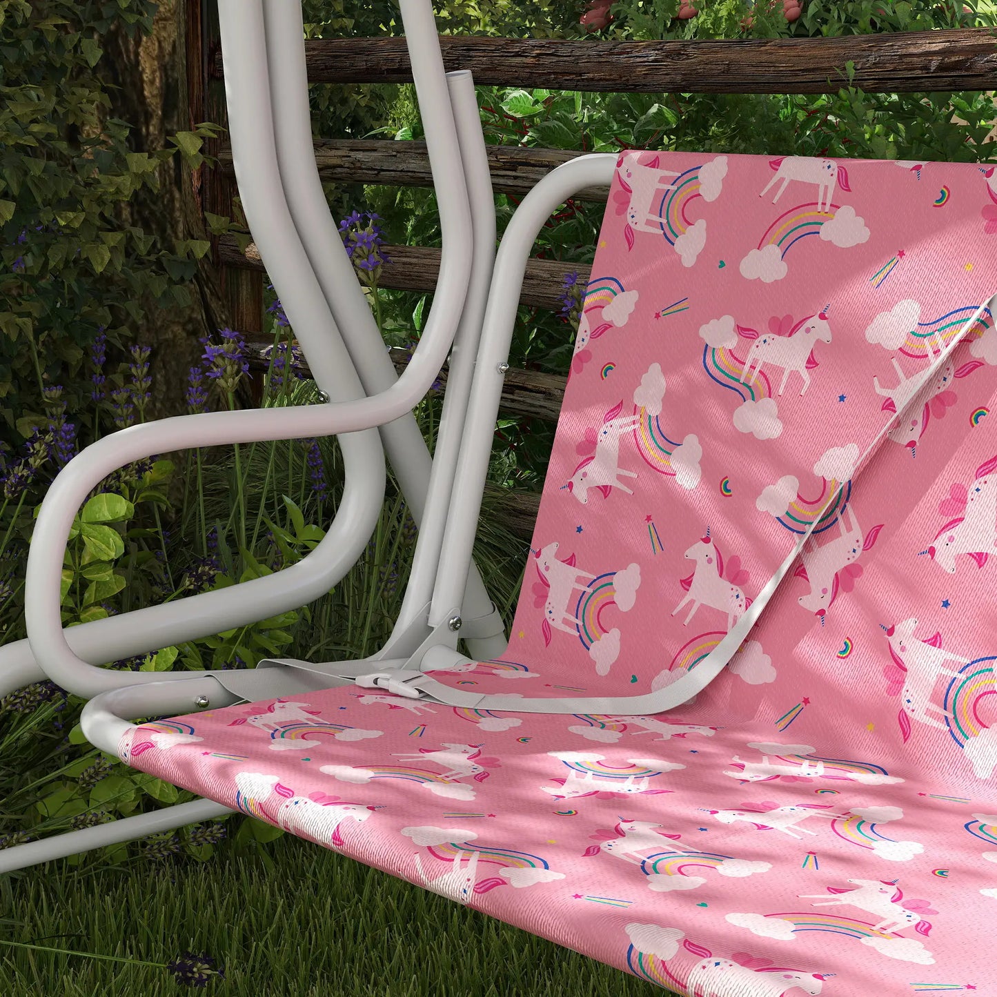 Kids Porch Swing, 2-Seater Bench With Safety Belts, Adjustable Canopy, Pink Gym Sets & Swings at Gallery Canada