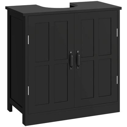 Pedestal Under Sink Vanity Cabinet, Double Doors, Adjustable Shelf, Black Sink Cabinets at Gallery Canada