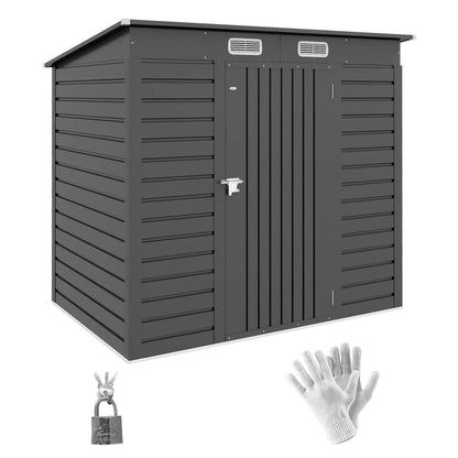 6 x 4FT Galvanized Metal Garden Shed, Double Doors, 2 Vents, Grey Sheds at Gallery Canada