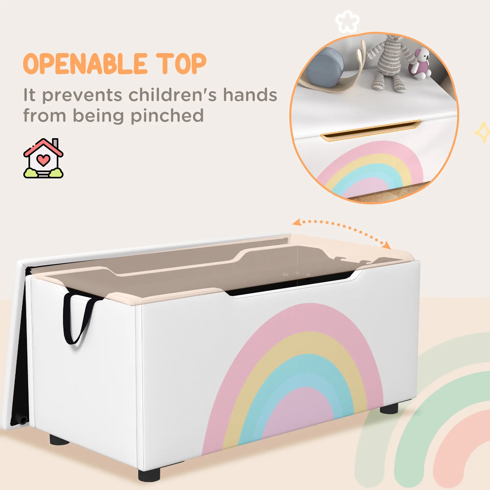 Kids Toy Chest, Lightweight Storage Bench with Lid, 3-8 Years, White Baby & Kids Storage at Gallery Canada
