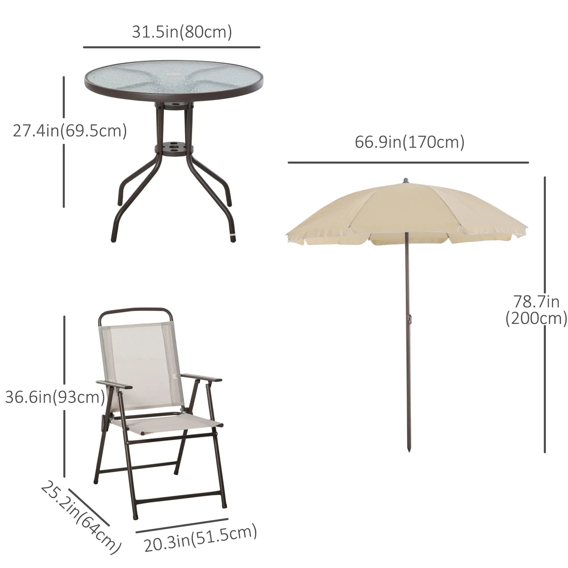 6-Piece Outdoor Dining Set, Round Table, 4 Folding Chairs, Cream Outdoor Dining Sets at Gallery Canada