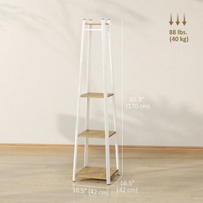 Clothes Rack with Storage, 8 Hooks, 3-Tier Shelf, Oak Clothing Storage at Gallery Canada