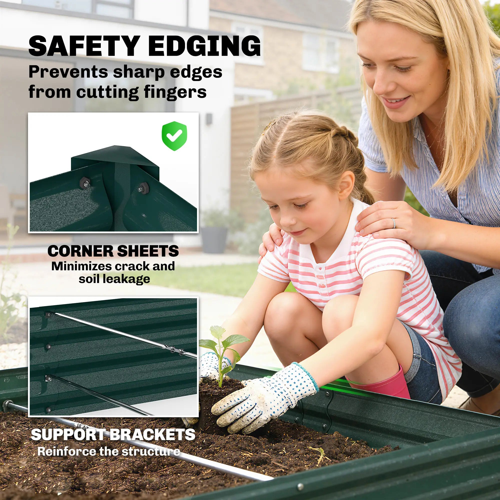 12 x 4 x 1ft Galvanized Raised Garden Bed, Reinforced Outdoor Planter Box, Green Galvanized Planter Boxes at Gallery Canada