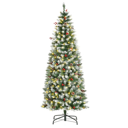 6 ft Pre-Lit Christmas Tree, LED Lights, Pine Cones, Red Berries Pencil Christmas Trees at Gallery Canada