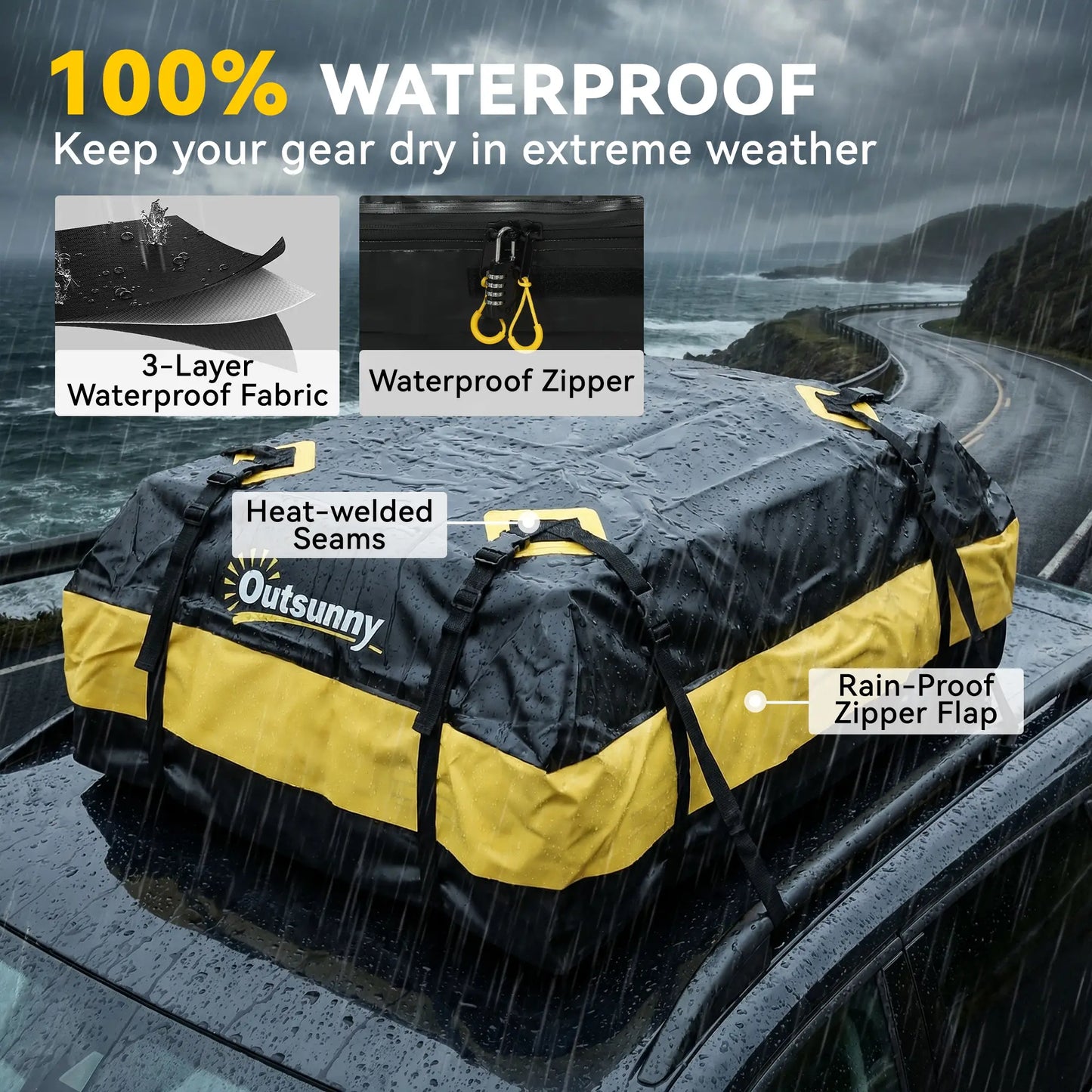 Waterproof Soft-Shell Car Roof Storage Bag, 15 Cubic Feet, Anti-Slip Mat Automotive at Gallery Canada
