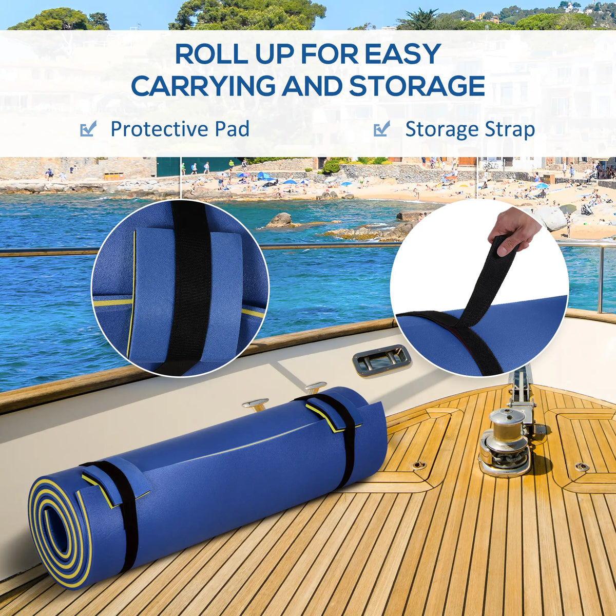 10' x 5' Roll-Up Pool Float Pad, Water Mat for Lakes, Oceans, Pools, Blue Floating Water Mats at Gallery Canada