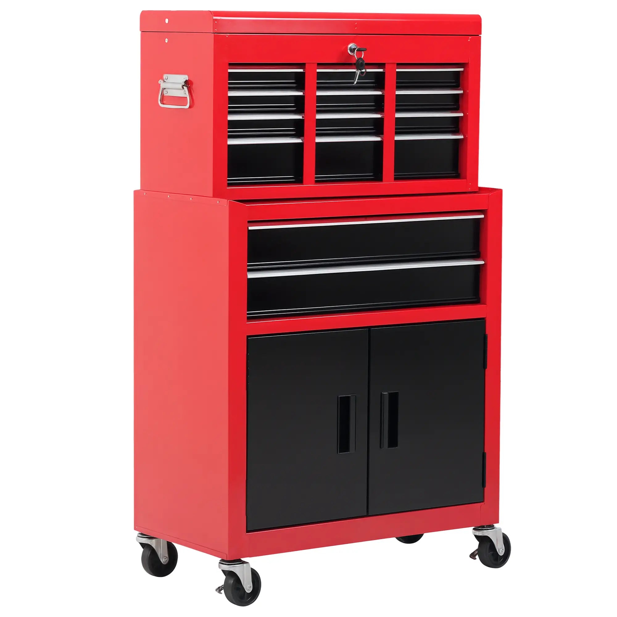 Rolling Tool Chest, 6-Drawer Storage Cabinet, Detachable Organizer, Lockable Toolbox Tool Organizers Red at Gallery Canada
