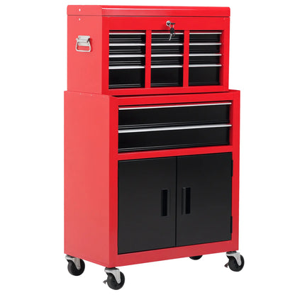 Rolling Tool Chest, 6-Drawer Storage Cabinet, Detachable Organizer, Lockable Toolbox Tool Organizers Red at Gallery Canada