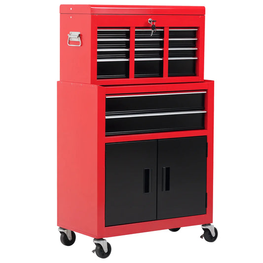 Rolling Tool Chest, 6-Drawer Storage Cabinet, Detachable Organizer, Lockable Toolbox Tool Organizers Red at Gallery Canada