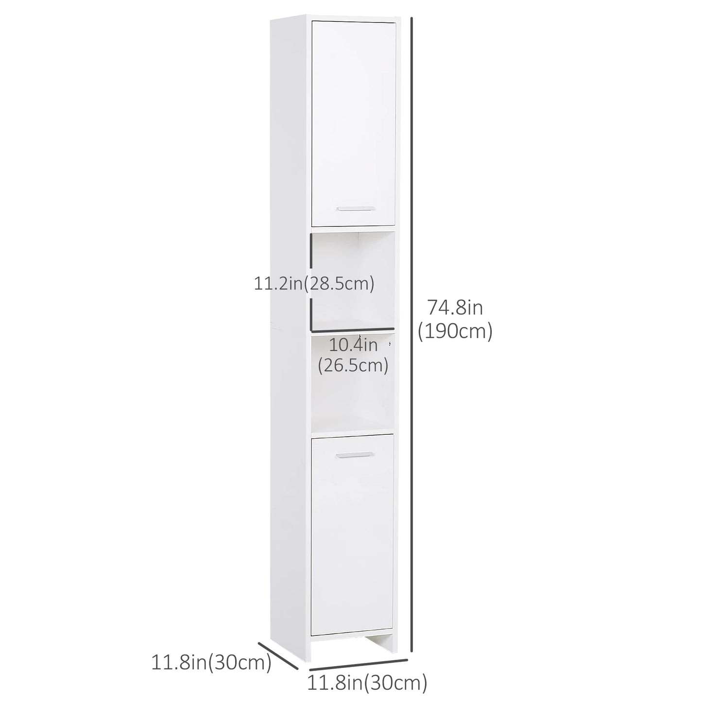 Tall Narrow Bathroom Vanity, 2 Doors, Adjustable Shelves, White Bathroom Cabinets at Gallery Canada