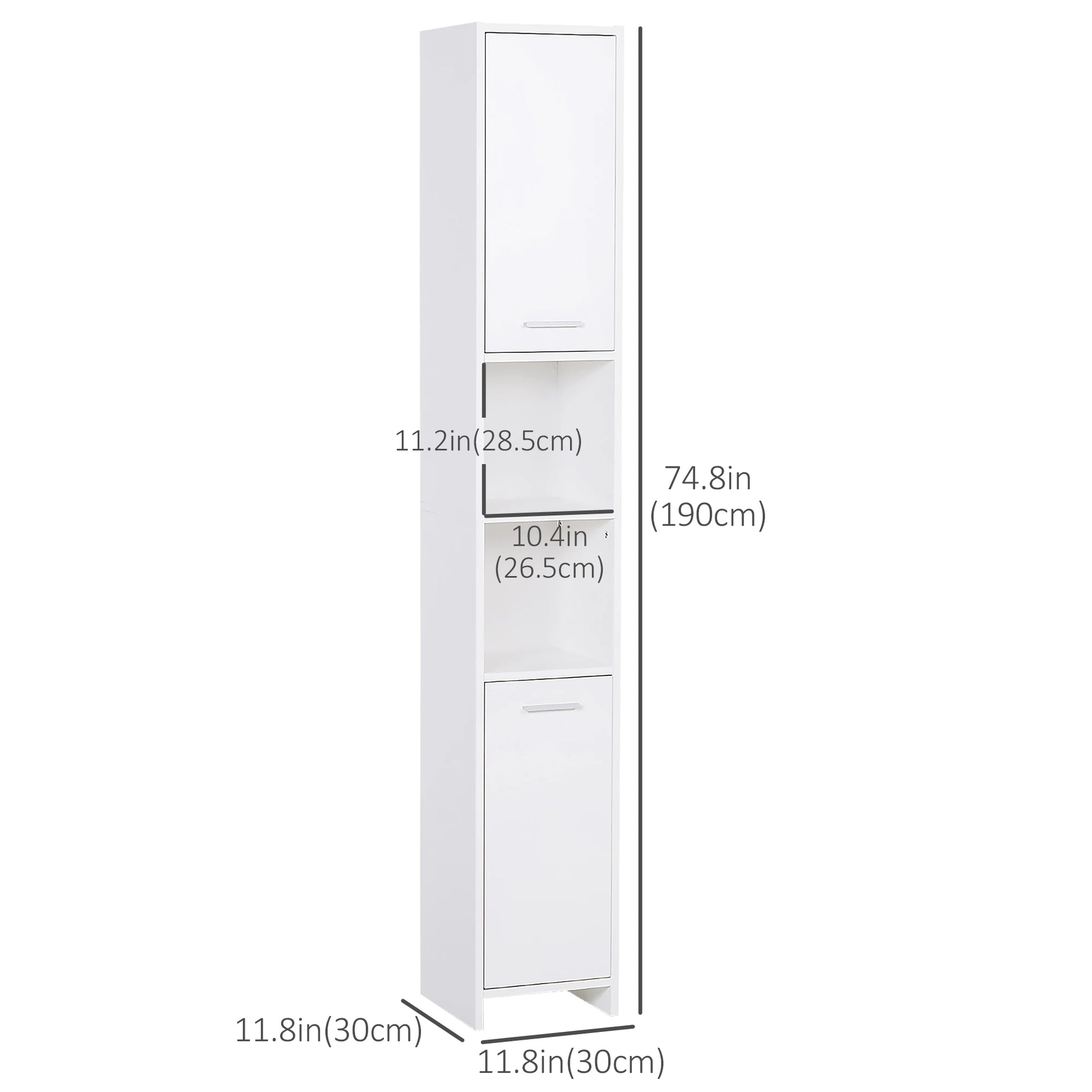 Tall Narrow Bathroom Vanity, 2 Doors, Adjustable Shelves, White Bathroom Cabinets at Gallery Canada