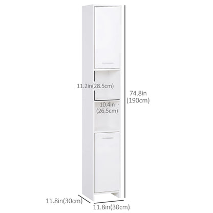 Tall Narrow Bathroom Vanity, 2 Doors, Adjustable Shelves, White Bathroom Cabinets at Gallery Canada