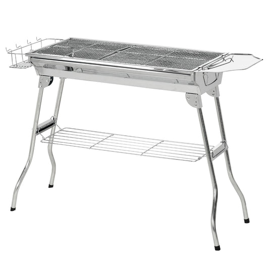Portable Charcoal Grill, Stainless Steel, Folding With Shelf Charcoal BBQ Grils Silver at Gallery Canada