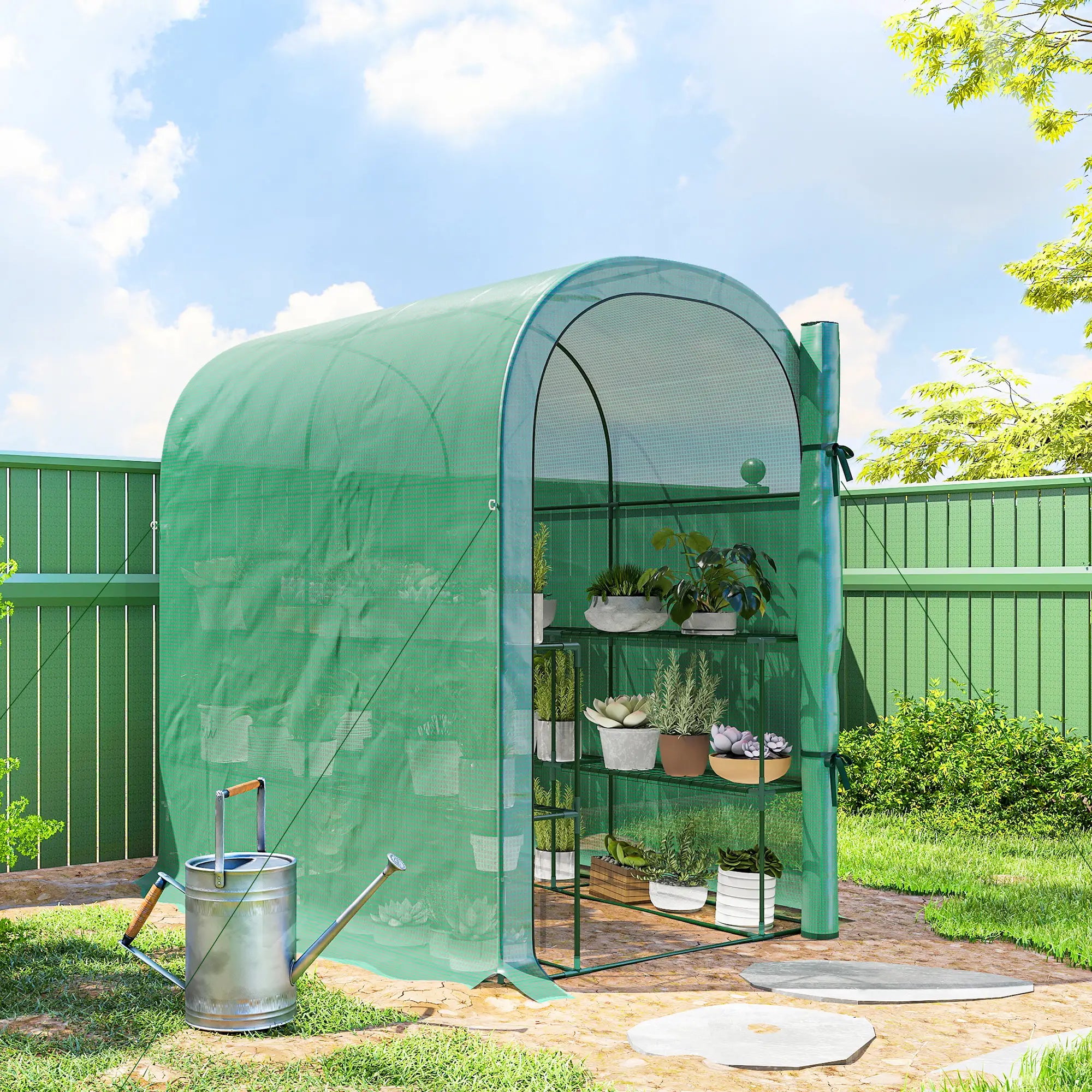 Walk-In Mini Greenhouse With Shelves, Portable Outdoor, 123 x 187 x 189 cm, Green Portable Greenhouses at Gallery Canada
