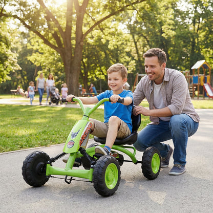 Go Kart for Kids 4 Wheel with Steering Handlebars and Adjustable Seat, Green Push & Pedal Ride On Toys at Gallery Canada