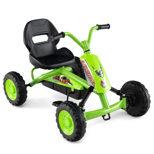 Go Kart for Kids 4 Wheel with Steering Handlebars and Adjustable Seat, Green Push & Pedal Ride On Toys Green at Gallery Canada