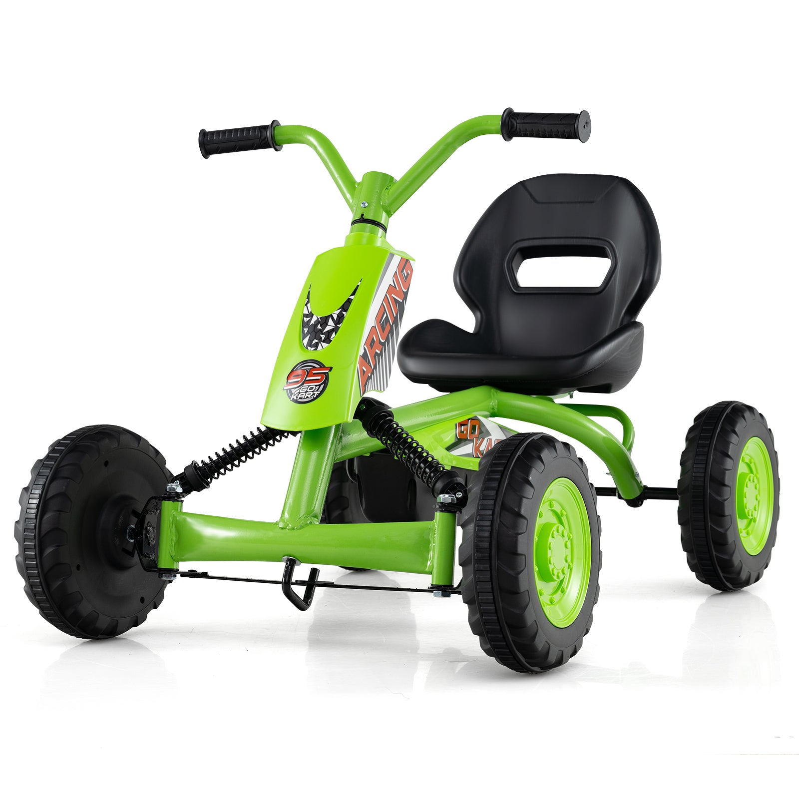 Go Kart for Kids 4 Wheel with Steering Handlebars and Adjustable Seat, Green Push & Pedal Ride On Toys at Gallery Canada