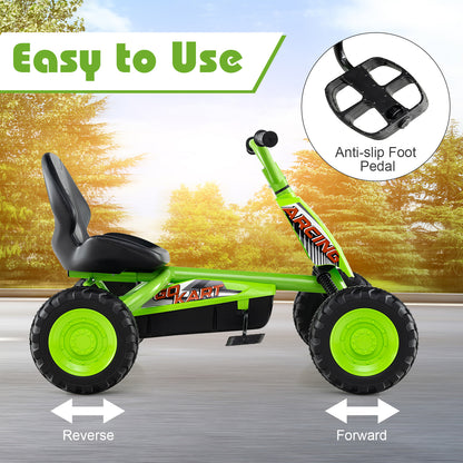 Go Kart for Kids 4 Wheel with Steering Handlebars and Adjustable Seat, Green Push & Pedal Ride On Toys at Gallery Canada