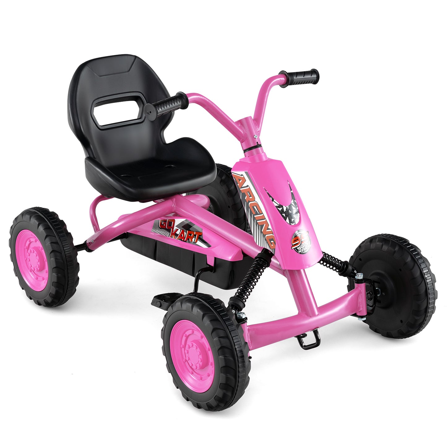 Go Kart for Kids 4 Wheel with Steering Handlebars and Adjustable Seat, Pink Push & Pedal Ride On Toys at Gallery Canada
