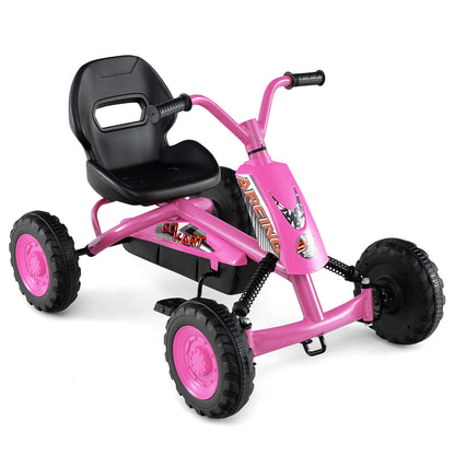 Go Kart for Kids 4 Wheel with Steering Handlebars and Adjustable Seat, Pink Push & Pedal Ride On Toys at Gallery Canada