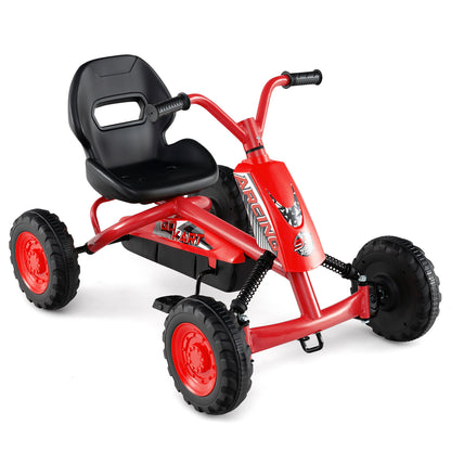 Go Kart for Kids 4 Wheel with Steering Handlebars and Adjustable Seat, Red Push & Pedal Ride On Toys Red at Gallery Canada