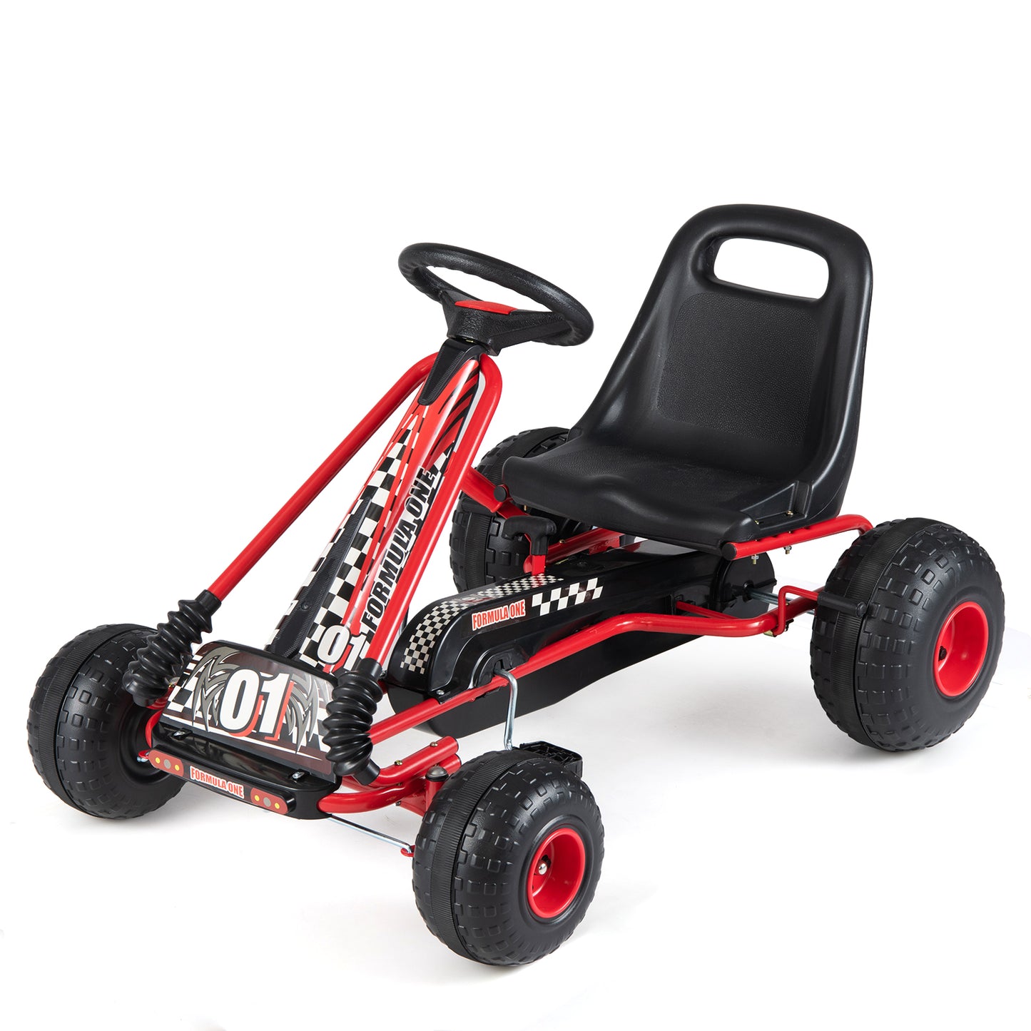 Go Kart for Kids 4 Wheels Pedal with Adjustable Seat and Multi-Terrain Wheels, Red Push & Pedal Ride On Toys at Gallery Canada