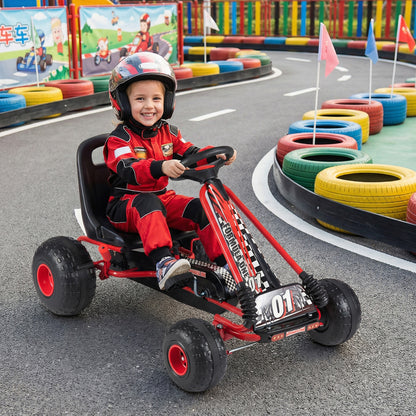 Go Kart for Kids 4 Wheels Pedal with Adjustable Seat and Multi-Terrain Wheels, Red Push & Pedal Ride On Toys at Gallery Canada
