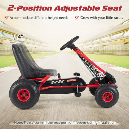 Go Kart for Kids 4 Wheels Pedal with Adjustable Seat and Multi-Terrain Wheels, Red Push & Pedal Ride On Toys at Gallery Canada