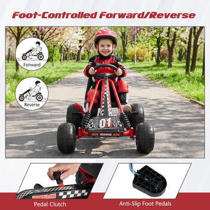 Go Kart for Kids 4 Wheels Pedal with Adjustable Seat and Multi-Terrain Wheels, Red Push & Pedal Ride On Toys at Gallery Canada