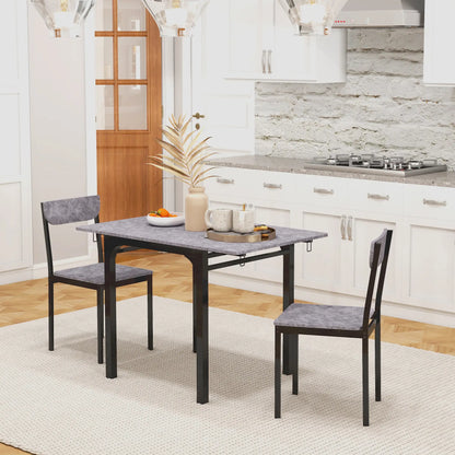Foldable Dining Table Set for 2, Drop-Leaf Kitchen Table with 2 Chairs Bar Sets at Gallery Canada
