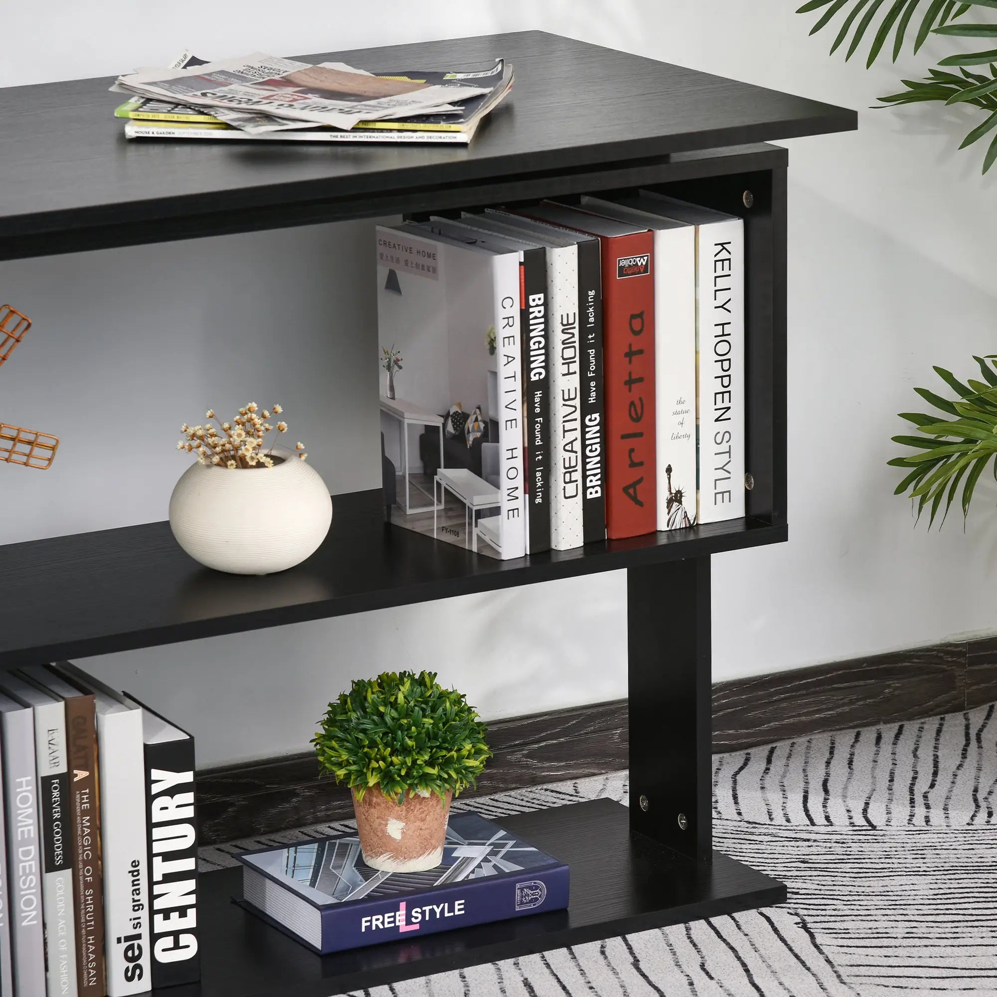 L Shaped Desk, 360° Rotating Corner, Computer Writing Table, Black Writing Desks at Gallery Canada