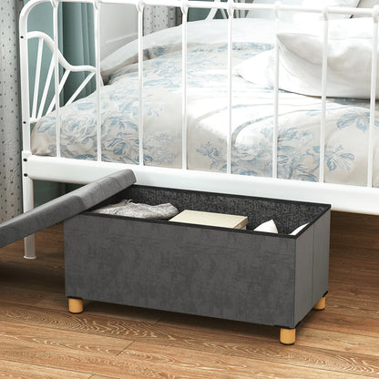 Storage Ottoman Bench, Velvet Upholstered Foldable Footrest, Wood Legs Storage Ottomans & Benches at Gallery Canada