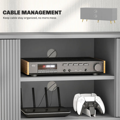 TV Stand for 55 Inch TV, 2 Open Shelves, 2 Cabinets, Grey TV Stands at Gallery Canada