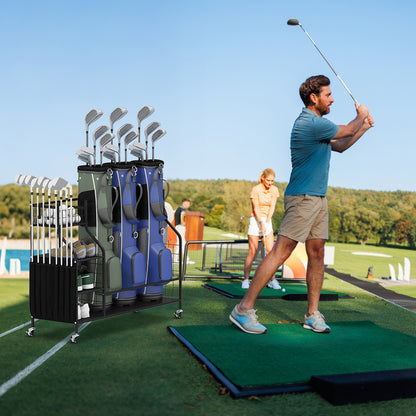 Golf Bag Organizer 3 Golf Bag Stand with Lockable Wheels and Hooks, Black Golf at Gallery Canada