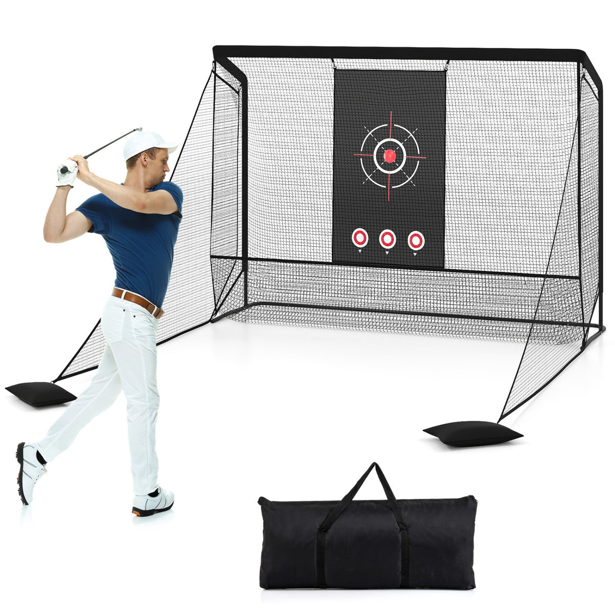 Golf Practice Hitting Net Cage, Dual Side Barriers, Target Cloth, Metal Frame Golf at Gallery Canada