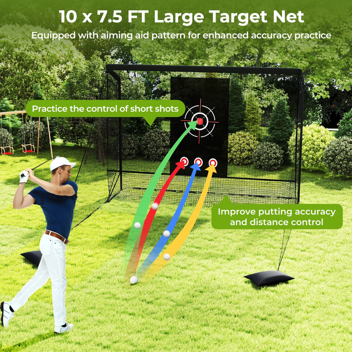 Golf Practice Hitting Net Cage, Dual Side Barriers, Target Cloth, Metal Frame Golf at Gallery Canada