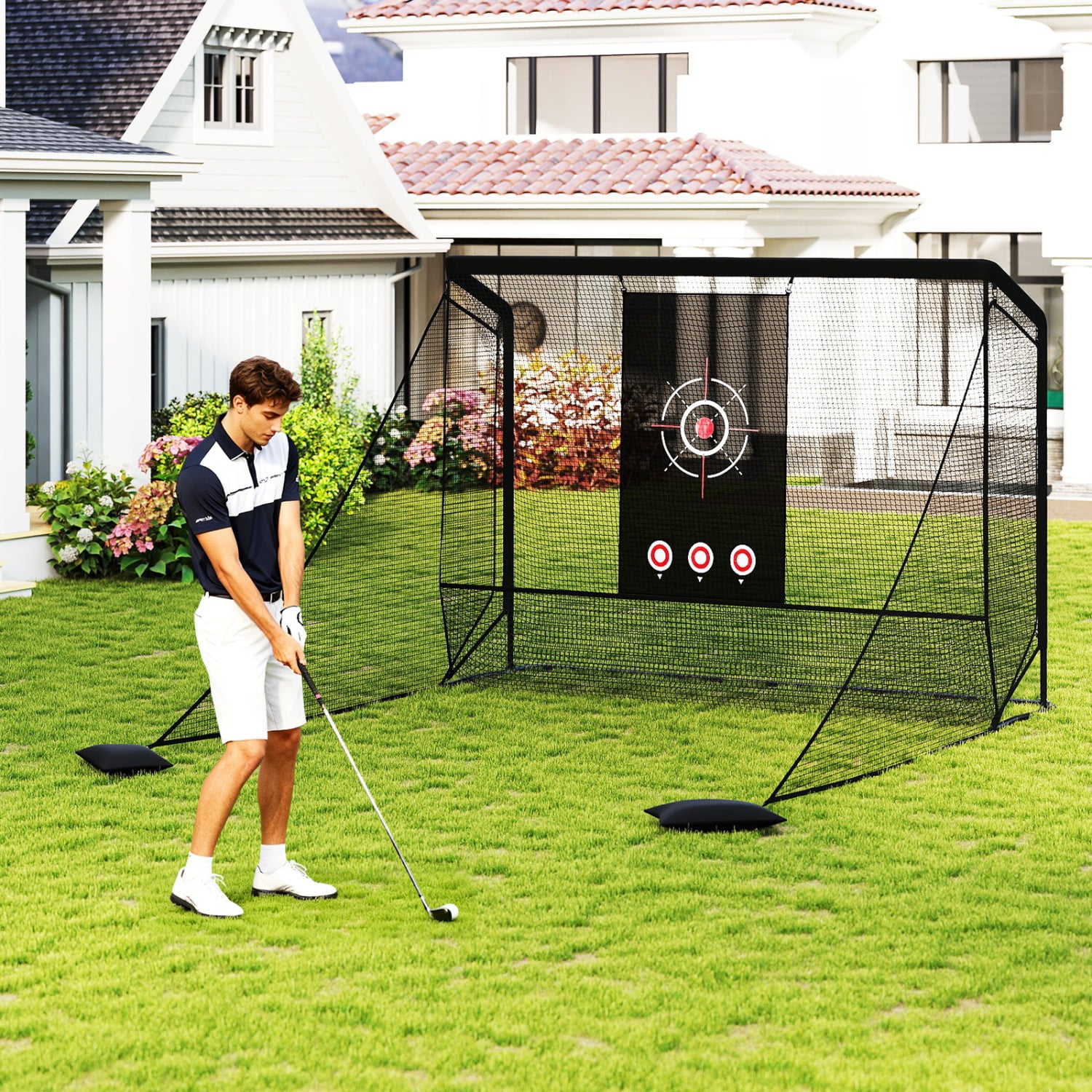 Golf Practice Hitting Net Cage, Dual Side Barriers, Target Cloth, Metal Frame Golf at Gallery Canada