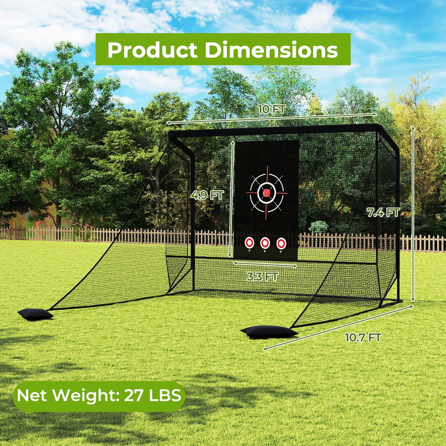 Golf Practice Hitting Net Cage, Dual Side Barriers, Target Cloth, Metal Frame Golf at Gallery Canada