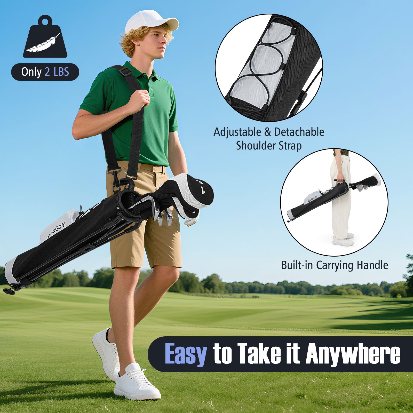 Golf Stand Bag Lightweight Golf Bag for The Driving Range, Gray Golf at Gallery Canada