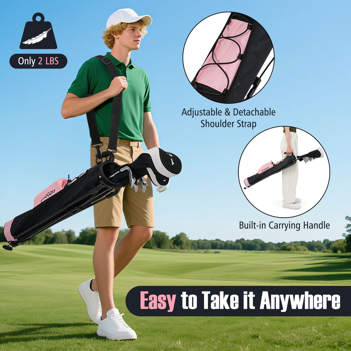Golf Stand Bag Lightweight Golf Bag for The Driving Range, Pink Golf at Gallery Canada
