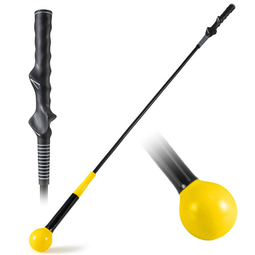 Golf Swing Trainer Aid 47inch/40inch/31.5inch Warm-up Practice Stick with Weighted Head for Grip, Yellow